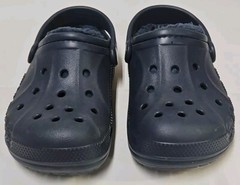 Crocs Baya Lined Clogs Toddler Size C 11 Slip On Comfort Shoes Navy Mammoth EUC