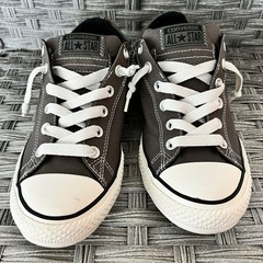 Converse All Star Low Canvas Brown Junior Size 5.5 White Lace Sneakers Great