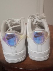 Nike Air Force GS White Leather Digital Swoosh Youth Sneakers CW1577-100 Size 7Y