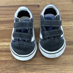 Vans Old Skool Sneakers V Double Strap Black Blue Toddler Baby Size 5. FAIR READ