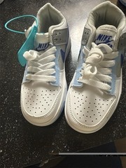 Nike Dunk Low White Blue Gray Unisex Kids Sneaker Low Top Lace Up Size 5C
