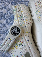 CROCS Classic Clogs White Paint Splatter Slip On Shoes Kids Youth Size C11