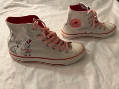 Converse Dr. Seuss Grinch High Top All Star Kids Shoes White Pink Red