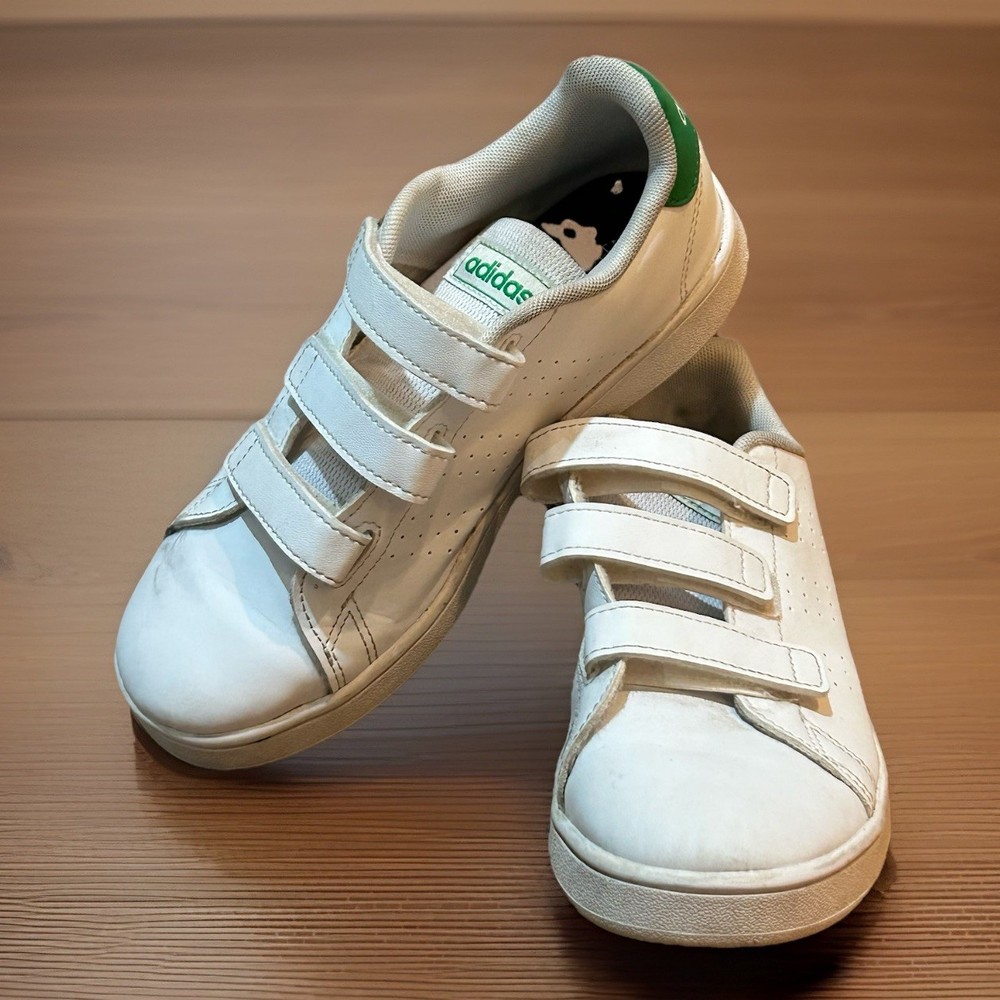 Adidas Stan Smith White Green 3 Strap Preowned No Box Size 3y Kids