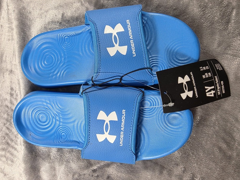 Under Armour Ignite Select Slides Kid’s Youth size 4 Aqua Blue NWT