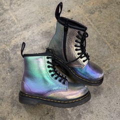 Dr. Martens 1460 T Size 9 Black Toddler Combat Boots Side Zip