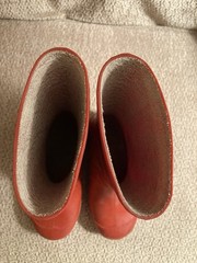 Red Rubber Waterproof Mid-Calf Rain Boots Unisex Kids Pull On Flat Toe