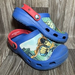 Crocs Superman Blue Red Rubber Clogs Slip On Shoes Little Kids Size 1