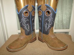 Twister Kids‘ size 11 Square-Toe Brown & Blue Cowboy Western Boots