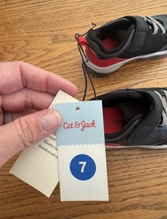 Cat & Jack Ari Kids Hook & Loop Mesh Sneakers Black/Gray/Red Size 7