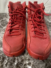 Jordan 12 Retro High Top Red/Black Leather Sneaker Kids 6.5Y 153265-601