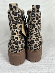 TH BLAKELY Leopard Print Lace-Up Ankle Combat Boots Side Zipper Kids 3M