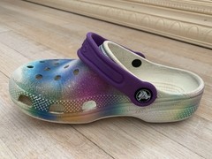 Crocs Clogs Multicolor Perforated Graphic Purple Strap Girls Size J1