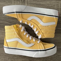 Vans Sk8 Hi Zip Shoes Youth Sz 13.5 High Top Skate Sneakers Yellow Classic Suede