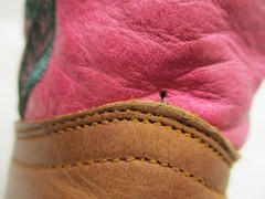 Kids Brown Pink Leather Square Toe Embroidered Cowboy Boots Size 21 MEX