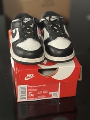 Nike Dunk Low TD Toddler 5C Black/White Leather Low Top Lace-Up CW1589-100