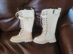 Kids Boots Size 10.5 White Lace Up Boots Mid Size NWOT