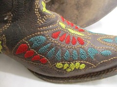 Corral Teens A1030 Western Brown Leather MultiColor Snip Toe Boots Teen Sz 4.5 T