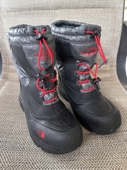 North Face Youth Alpenglow V Snow Boots Waterproof Insulated Black/Red Boys Sz 5