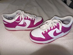 Nike Pink And White Nike Dunk Low Size 4 1/2 Youth