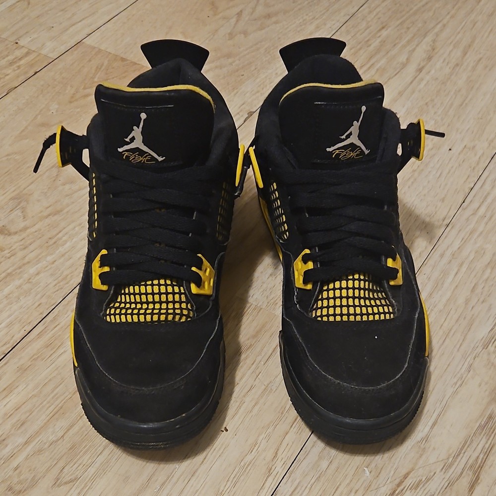 Jordan Air Jordan 4 Leather Sneakers Black/Yellow Kids US 7Y