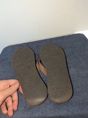 Rainbow Single Layer Sandals Kids Size 2-3 Brown Leather Slip On Thong