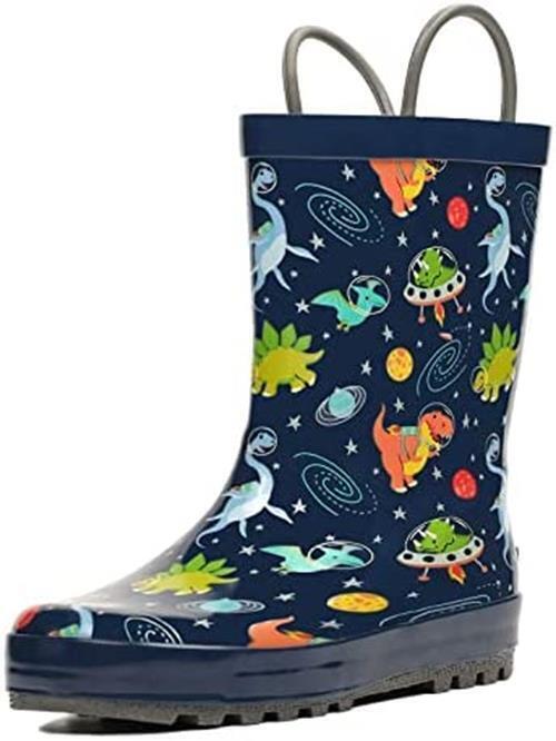 LANDCHIEF KIDS RAIN RUBBER BOOTS WATERPROOF EASY ON HANDLES 7 BLUE DINOS 22SK135