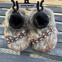 NWT Disney Star Wars Slippers Chewbacca TODDLER / KIDS Brown Faux Fur Sz M 7-8