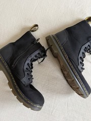 Dr Martins Black Junior’s Combs Lug Sole Boot Canvas / Leather YOUTH Size 3 US