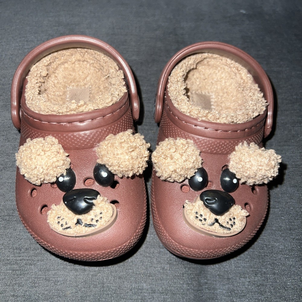 Crocs Kids Brown Fun Lab Bear Lined Clog Toddler C5 Shoes