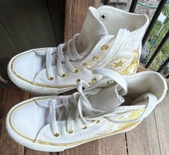 Converse All Star Chuck Taylor High Top Sneaker White/Gold Kids US 12
