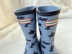 NEW Hunter First Classic Rain Boot Medium Blue Shark Toddler US 10/UK9/EU27
