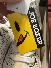 Joe Boxer Kids Smiley Face Pattern High Top Lace Up Sneakers White Size 1 NEW