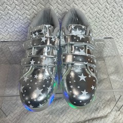 Link Kids 4 LED Light Up Silver Star Print Celestial Sneakers Novelty Kidcore