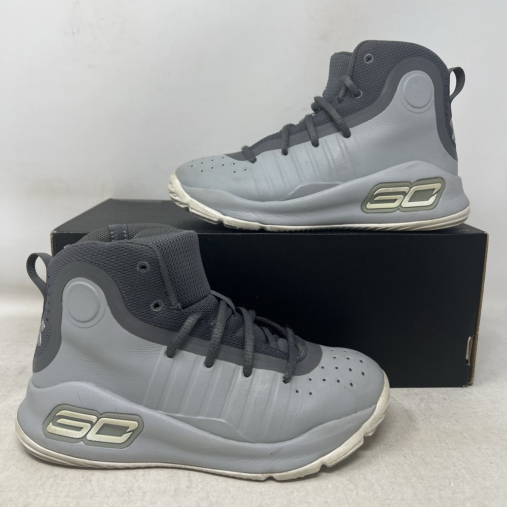 Under Armour Curry 4 Mid PS GS Size 13K Grey White Basketball Shoes