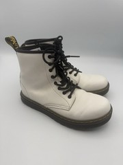 Dr Martens Zavala J White Leather Boots Youth Size 5L – 4M Lace/Zip Gum Bottom