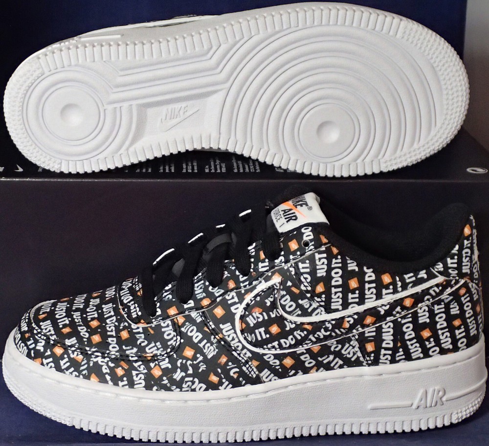 2018 Nike Air Force 1 Premium Just Do It Pack Black Youth SZ 6Y ( AO3977-001 )