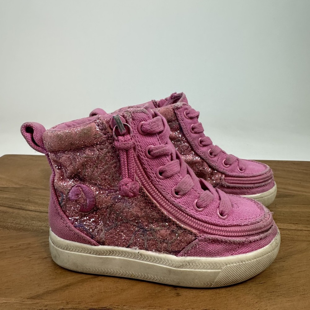 Little Kids Pink Print Sparkly Billy Classic Lace High Casual Sneakers Size 6 C
