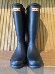 Hunter Kids Size US 5 Adjustable Back Original Rain Boots Tall Matte Navy