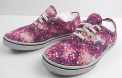 VANS TB4R Purple/Pink Galaxy Space Print Canvas Children Sz 3 EUC