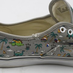 Vans Classics Authentic Gray Sneakers Kids Teen Dinosaurs Surf Beach Size 6