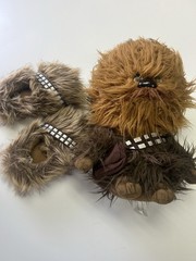 Star Wars Chewbacca Bundle, Furry Slippers Kid Size 2-3 And Chewy Stuffed Animal