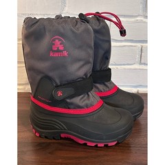 Kamik Kids Waterproof Waterbug Snow Boots Black/Red Size 13 Unisex Insulated