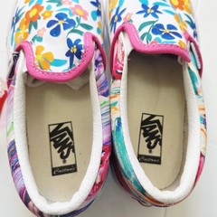 Vans Off The Wall Custom Made Floral Slip-On Youth Size 1