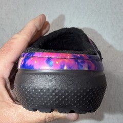 Crocs Classic Lined Clogs Kids C11 Galaxy Space Print Alien Jibbitz Black Fleece