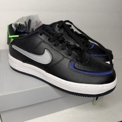 NIKE AIR FORCE 1/1 Black Metallic Silver DH7341 001 (GS) Youth size 6Y