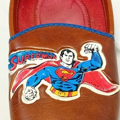 RARE 1974 Vintage DC Comics Superman Leather Leatherette Kids House Slippers 9″