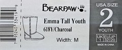 NWT Bearpaw Winter Boots Youth Size 2 Charcoal Emma Tall Suede Wool Blend