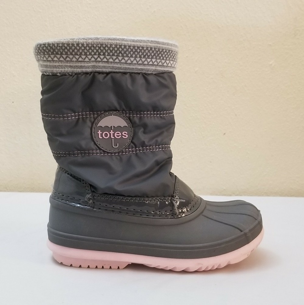Sz 13 M Kids Totes Evelyn Gray Rain Winter Snow Boots Waterproof Shell Snowflake