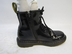 Dr Martens Youth Size 2 M Black Patent Leather 8 Eye Zip Comfort Ankle Boots